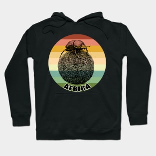 Dung Beetle on top of Dung Ball against Vintage Retro Africa Sunset Hoodie